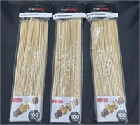 3 Packages of 100ct TrueLiving Bamboo Skewers NEW
