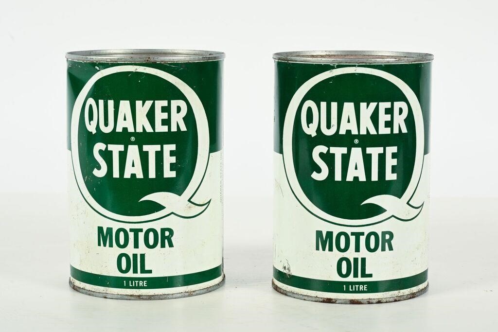 2 QUAKER STATE MOTOR OIL LITRE CANS
