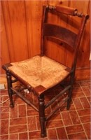 Vintage rush seat side chair, 34 x 16 x 17