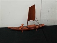 13x9-in Asian wooden handmade boat