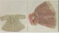 2 Doll Outfits: Pink Dress & White Coat