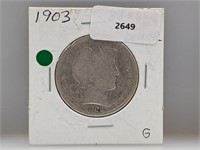 1903 90% Silver Barber Half $1 Dollar