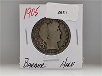 1905 90% Silver Barber Half $1 Dollar