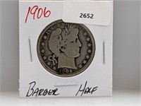 1906 90% Silver Barber Half $1 Dollar