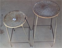 Two iron wicker seat stools