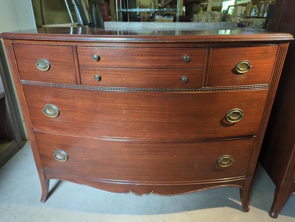 Antique Mahogany Bowfront Chest/Dresser 46" Wide