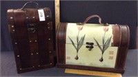 (2) DECORATIVE WOODEN STORAGE BOXES