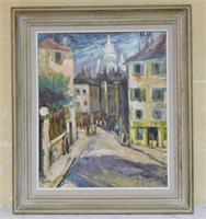 Oil on Canvas of "Rue Norvins", Signed.