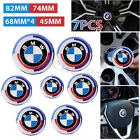 7PCS Genuine For BMW 50th Anniversary Emblem Centr