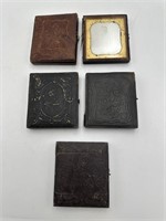 LOT OF 5 AMBROTYPE PICTURES IN CASES