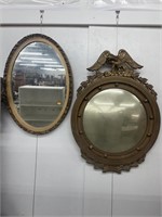 Federal style eagle mirror and oval mirror