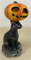 Black Cat w/Pumpkin Light Up Halloween Figure
