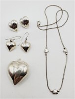 (N) Sterling Silver Heart Pendant (1-1/2" long),