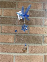 Blue Acrylic Dragonfly Wind Spinner Decor NWT