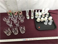 Assorted Glassware And Salt And Peppers