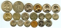 Mixed US 19pc Lot 1c-50c