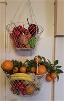 Wire hanging basket with fruit