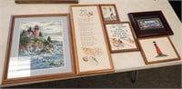 (6) FRAMED NEEDLEPOINT PICTURES - 2 ARE MATTED