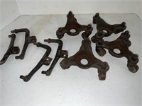 Round oak stove casters, treadle rocker brackets