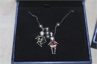 STERLING NECKLACE W/ BIRTHSTONE BABIES CHARMS