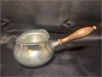 Vintage Pewter Melting Pot w/ Wooden Handle