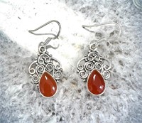 Sterling Silver Carnelian Drop Earrings