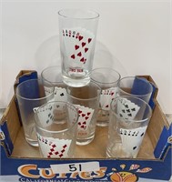 Set of 8 vintage playing card glasses