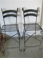 2 Heavy Wrought Iron Chairs / Stools