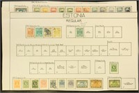 Estonia Stamps Used and Mint hinged on old pages,