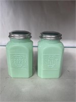 Modern jadeite salt & pepper shakers