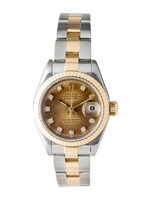 Rolex 18k Gold Lady Datejust Champagne Watch 26mm