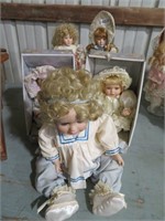 5 porcelain dolls