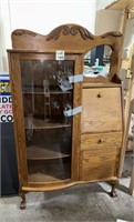 Antique Oak Secretary Curio Cabinet