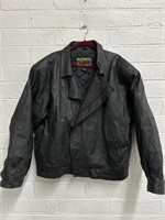 Anchor Blue Black Leather Jacket (XL)