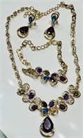 AMAZING MULTI COLOR RHINESTONE NECKLACE SET