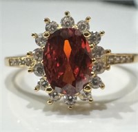 GLAM OVAL 2CT RED SOLITAIRE COCKTAIL RING