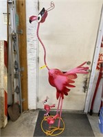Big eyed flamingo with two babies hand made of