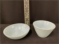 Pair of Fire King Light Blue Mixing Bowls