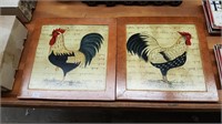 2 Rooster Wall Plaques