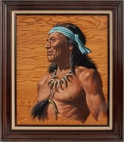 Arthur Sarnoff "Apache" Oil on Wood Board