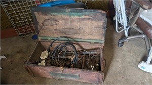WOODEN TOOL CHEST WITH CONTENTS