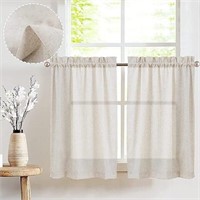 jinchan Tier Curtains Linen Textured Small Cafe Cu