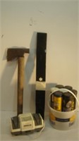 Grease, Lawn Mower Blades and Hatchet Tool