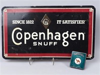 Copenhagen Metal Sign and Camel Mints Tin