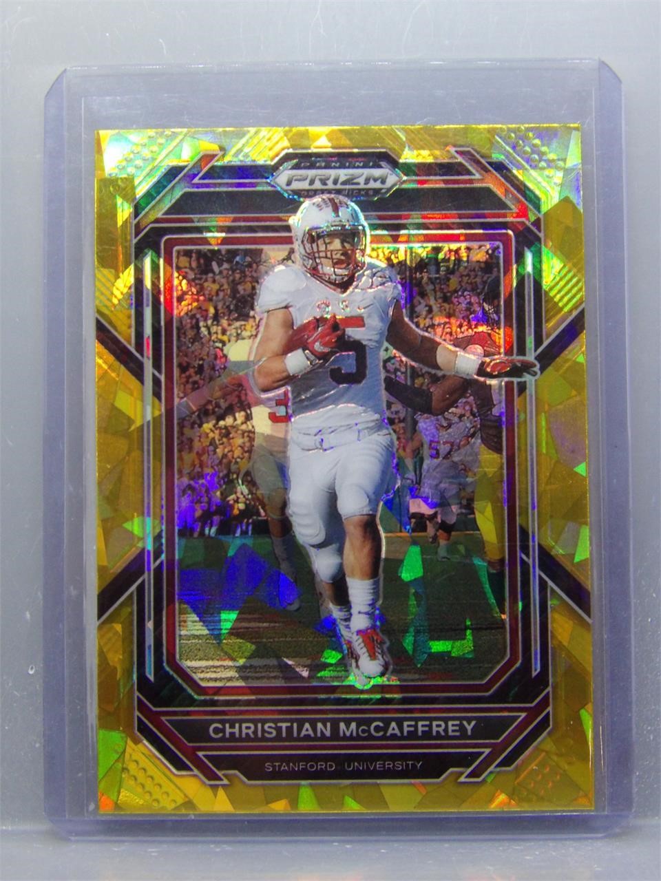 Christian McCaffrey 2023 Prizm DP Gold Cracked Ice