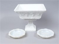 Large Westmoreland Glass Compote & AH Bowls