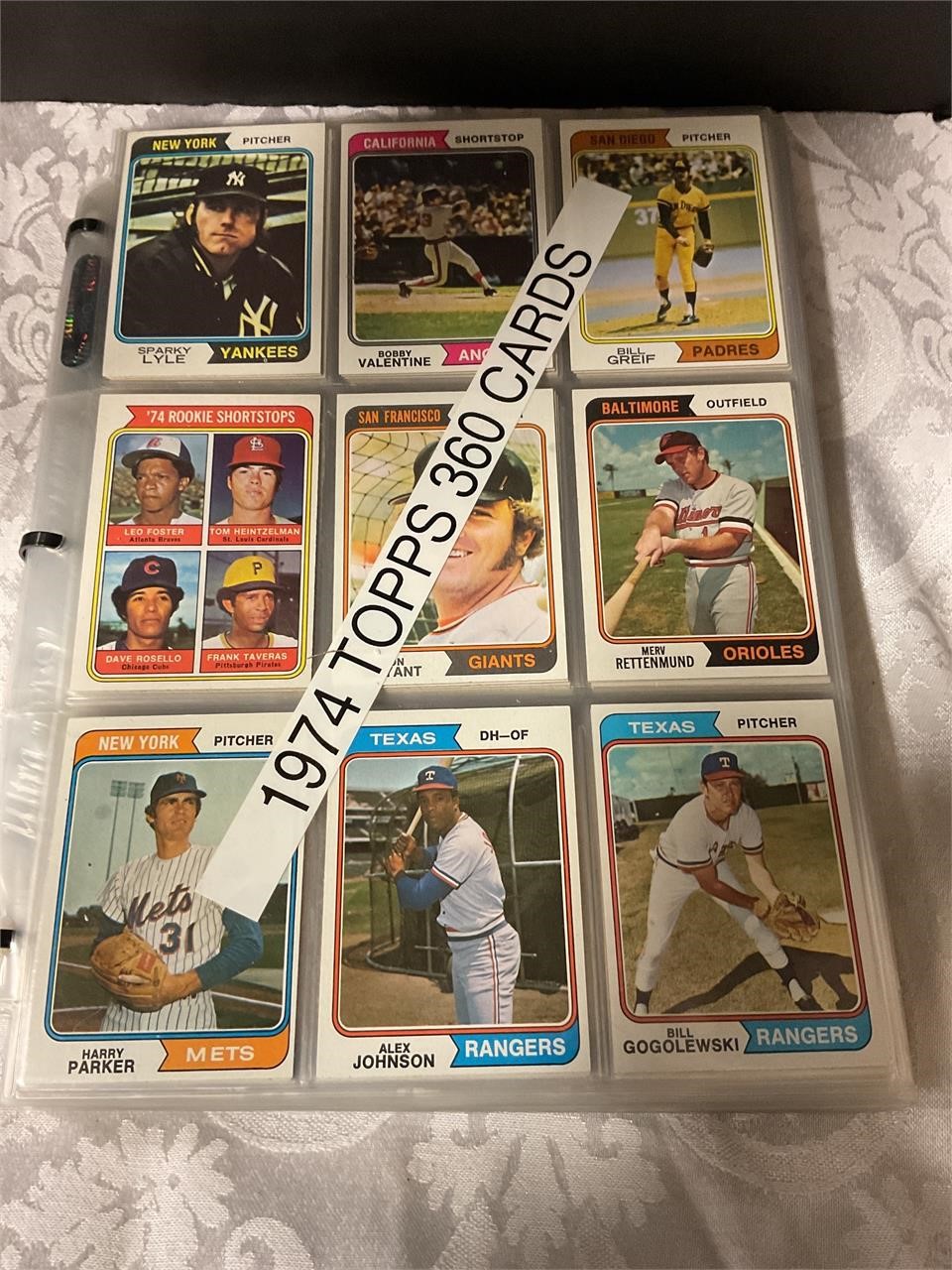 1974 Topps baseball cards in sleeves