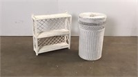 Wicker shelf and waste paper basket