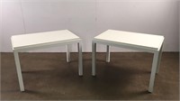 Two Contemporary White end tables