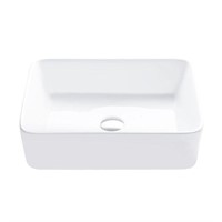 18" White Rectangular Ceramic Vessel Bathroom Sink